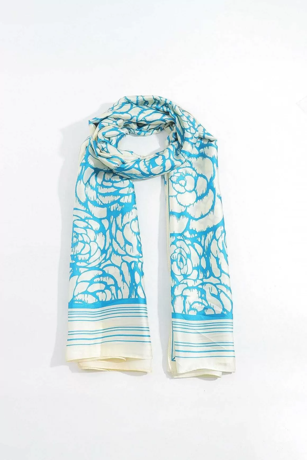 SOUL Accessories Two Tone Floral Scarf In Blue Flash Sale