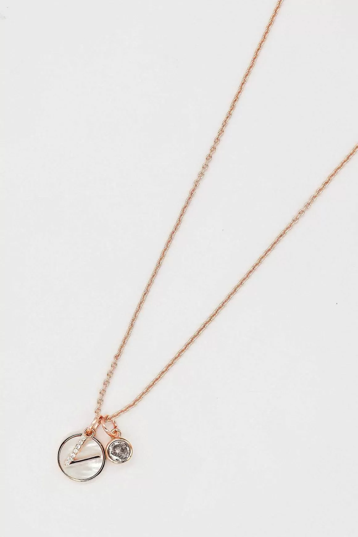 Cherish V Initial Necklace In Rose Gold Cheap