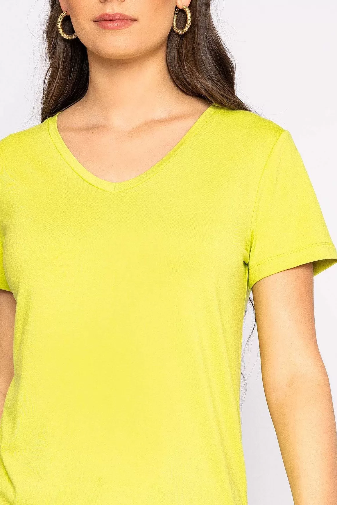 Kelly & Grace Weekend V Neck Tee In Lime Cheap