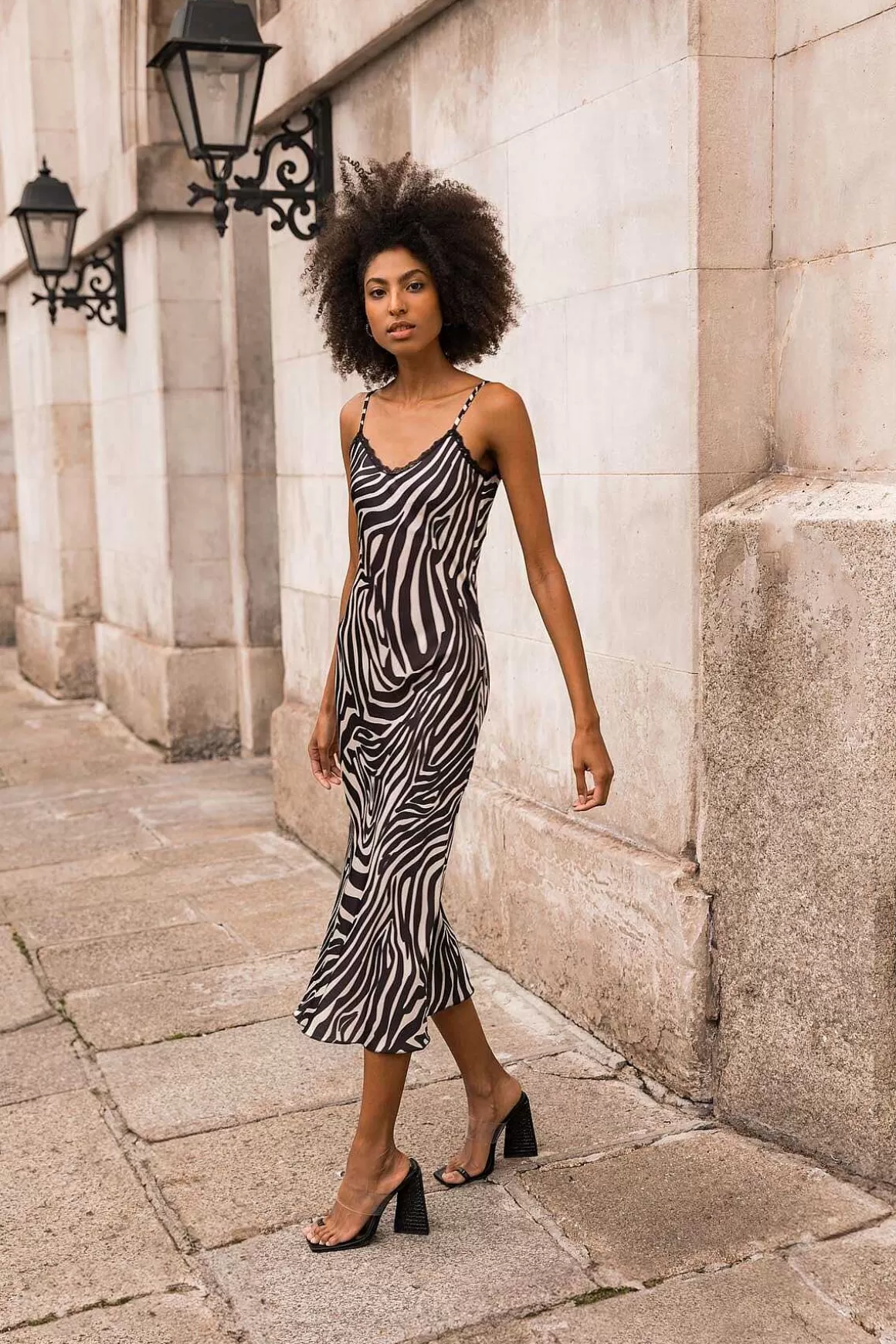 Pala D'oro Sport Valentina Midi Dress In Zebra Print Hot