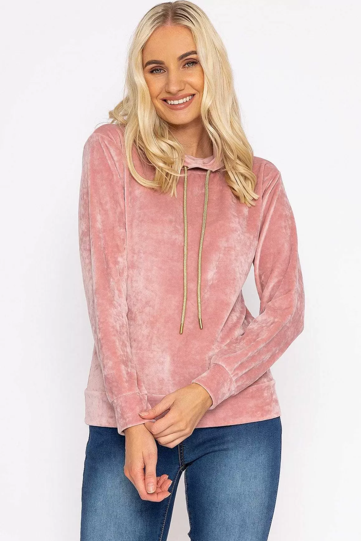 Kelly & Grace Weekend Velvet Hoody In Pink Fashion