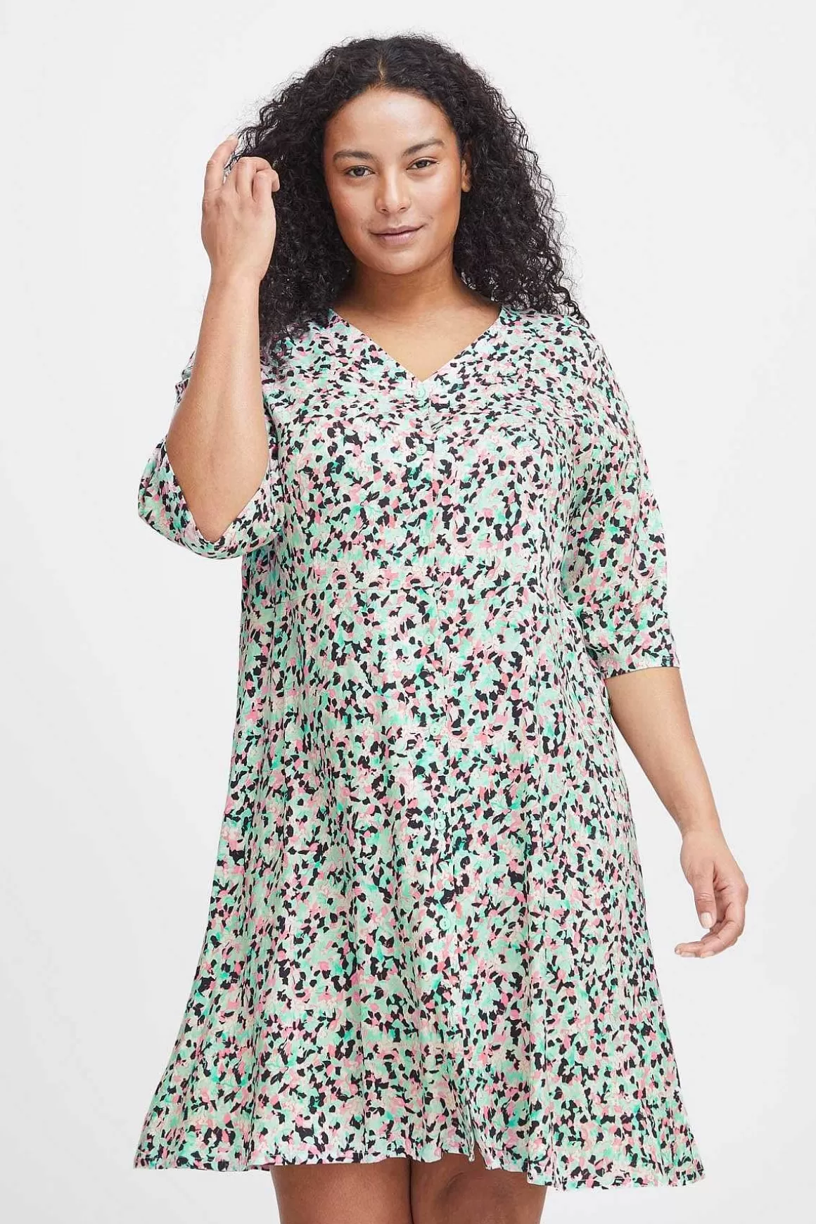 Simple Wish Viscose Dress In Green Print Shop