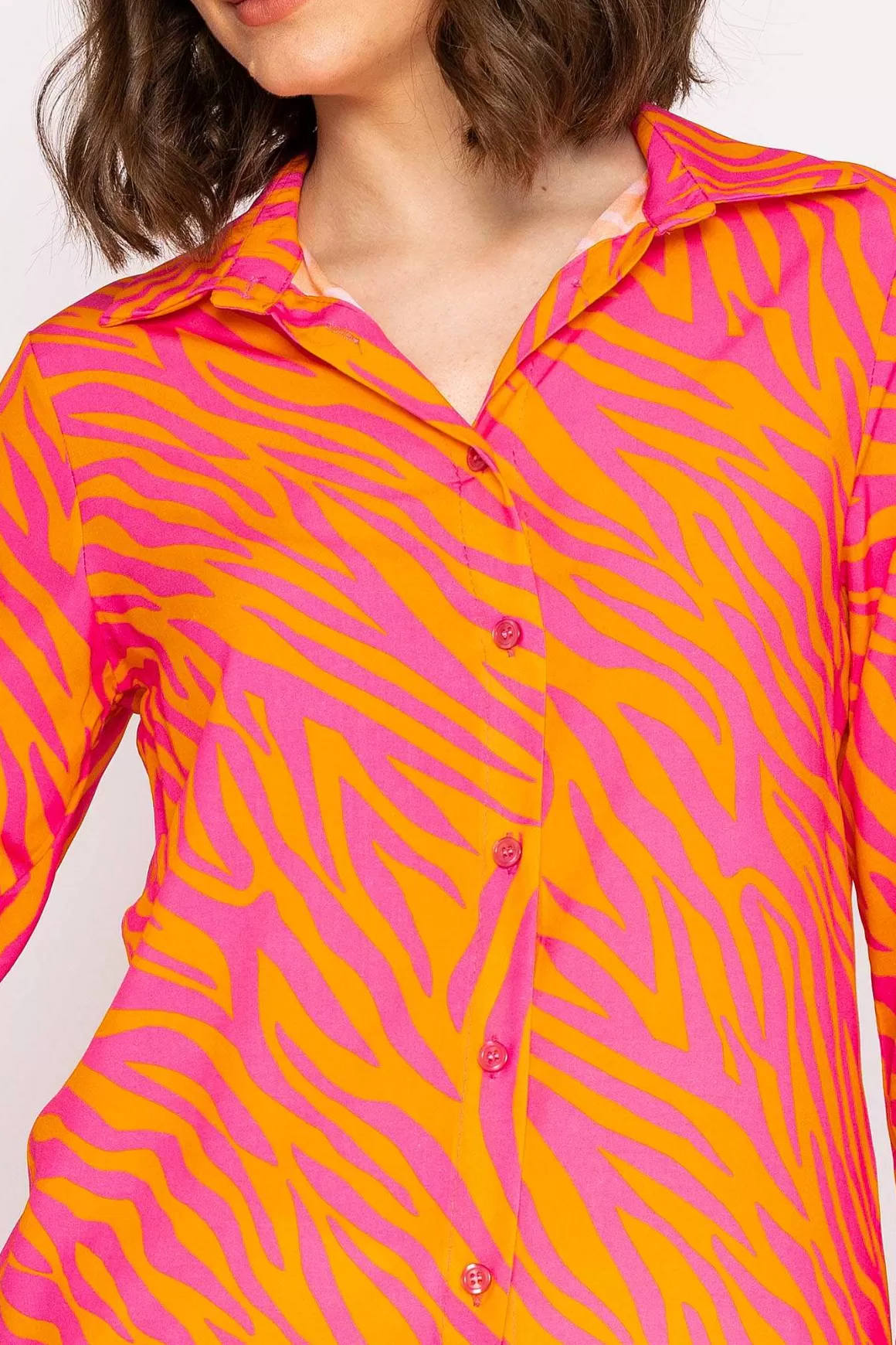 Rowen Avenue Viscose Shirt In Orange And Pink Sale