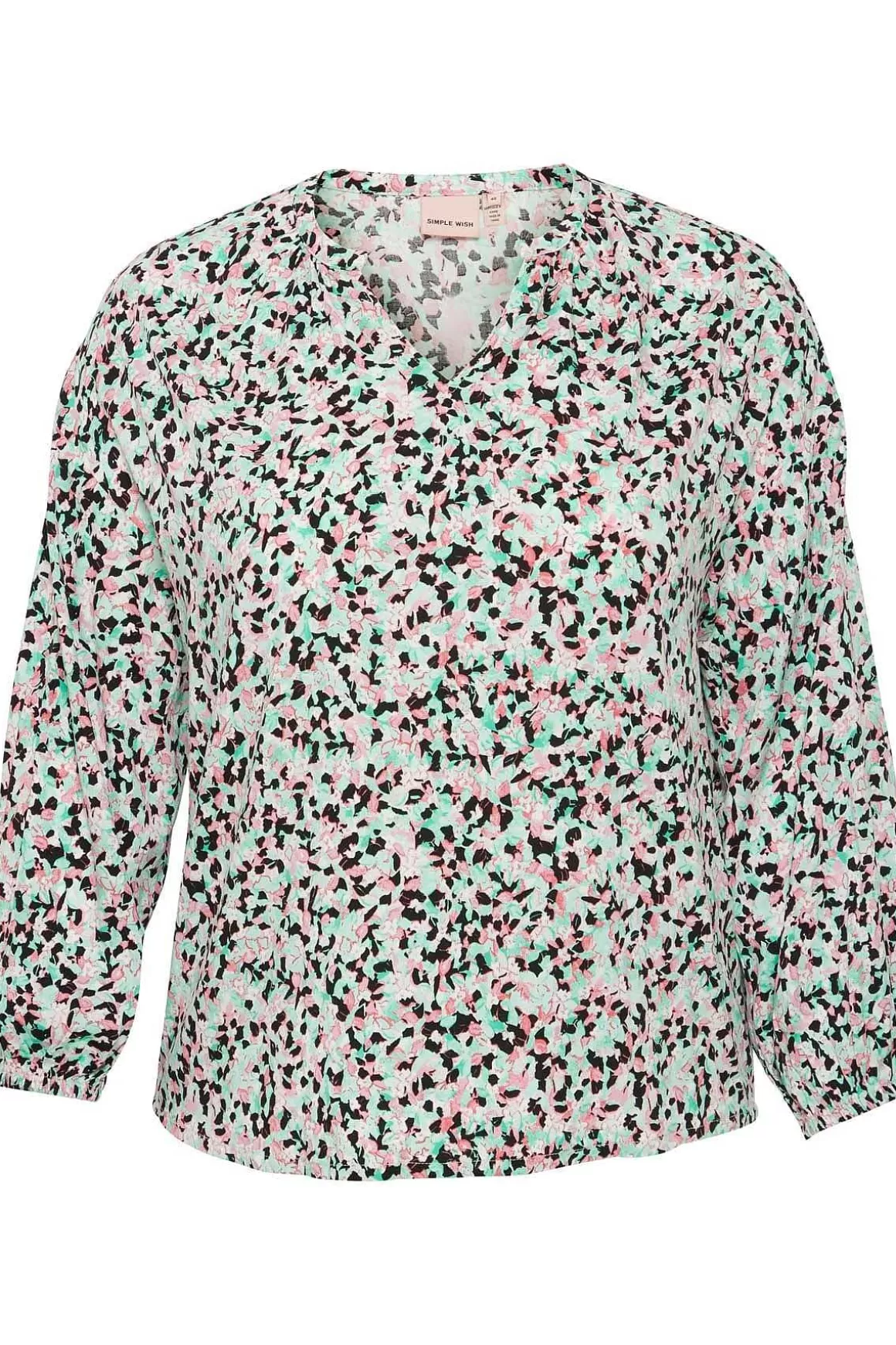 Simple Wish Viscose Top In Green Print Outlet