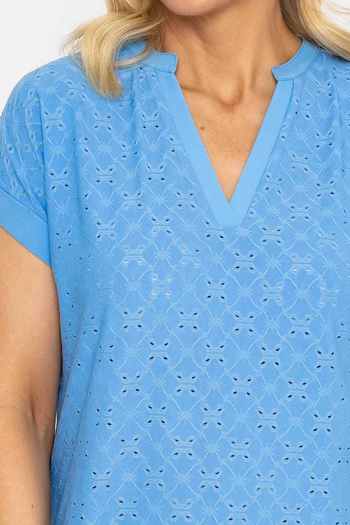 Voulez Vous V-Neck Jersey Top In Blue Flash Sale