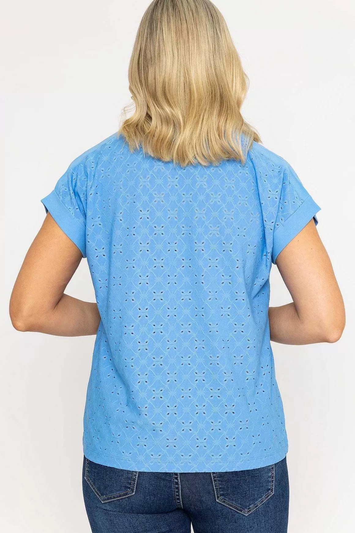 Voulez Vous V-Neck Jersey Top In Blue Flash Sale