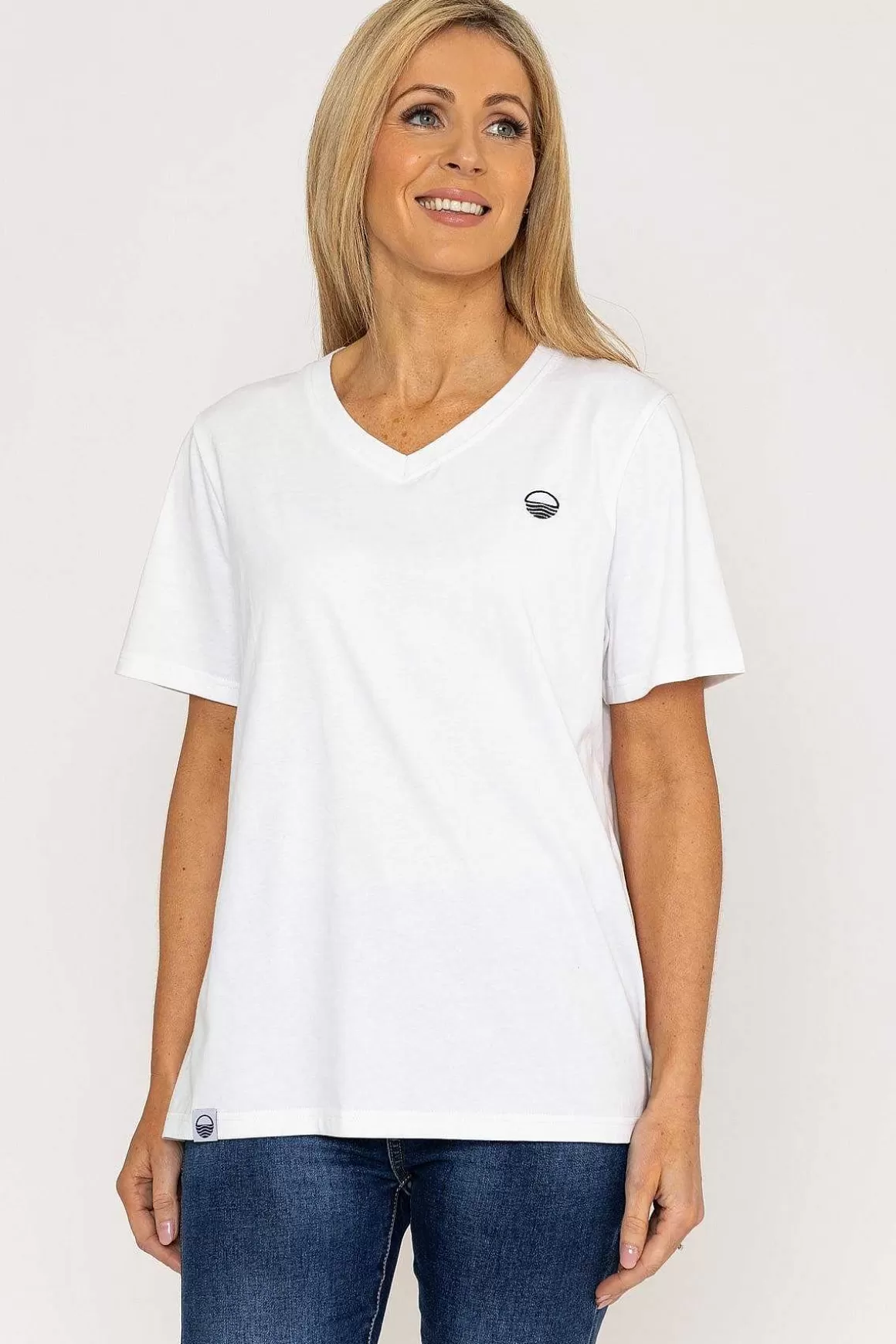 West Quay V-Neck T-Shirt In White Sale