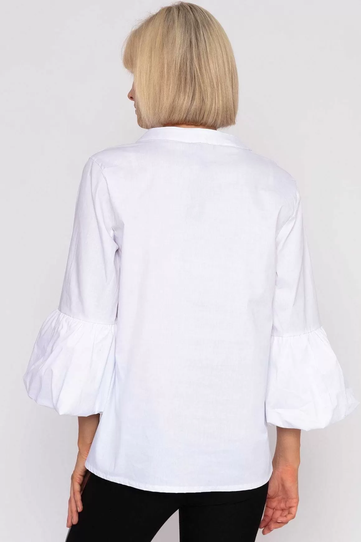 Pala D'oro White Balloon Cuff Shirt Fashion