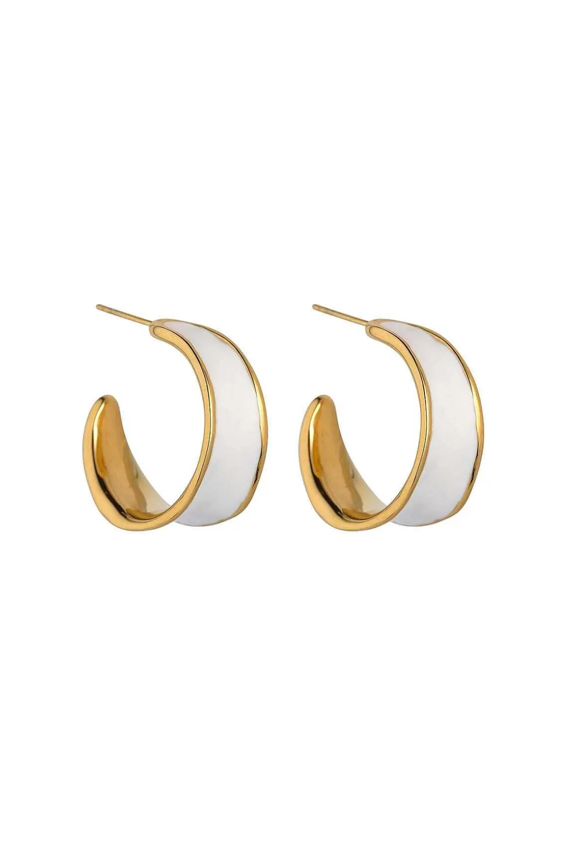 Knight & Day White Enamel Hoop Earrings Clearance