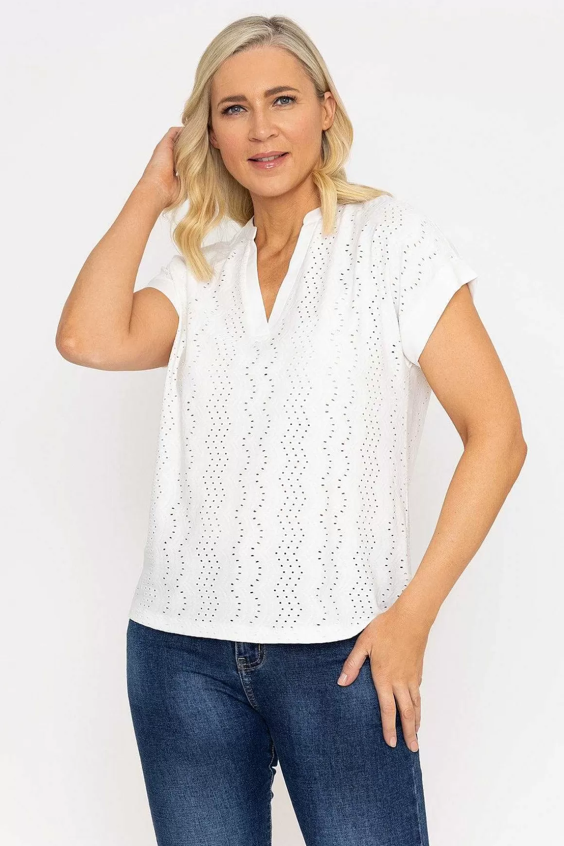 Voulez Vous White Jersey Top With Contrast Fabric Fashion