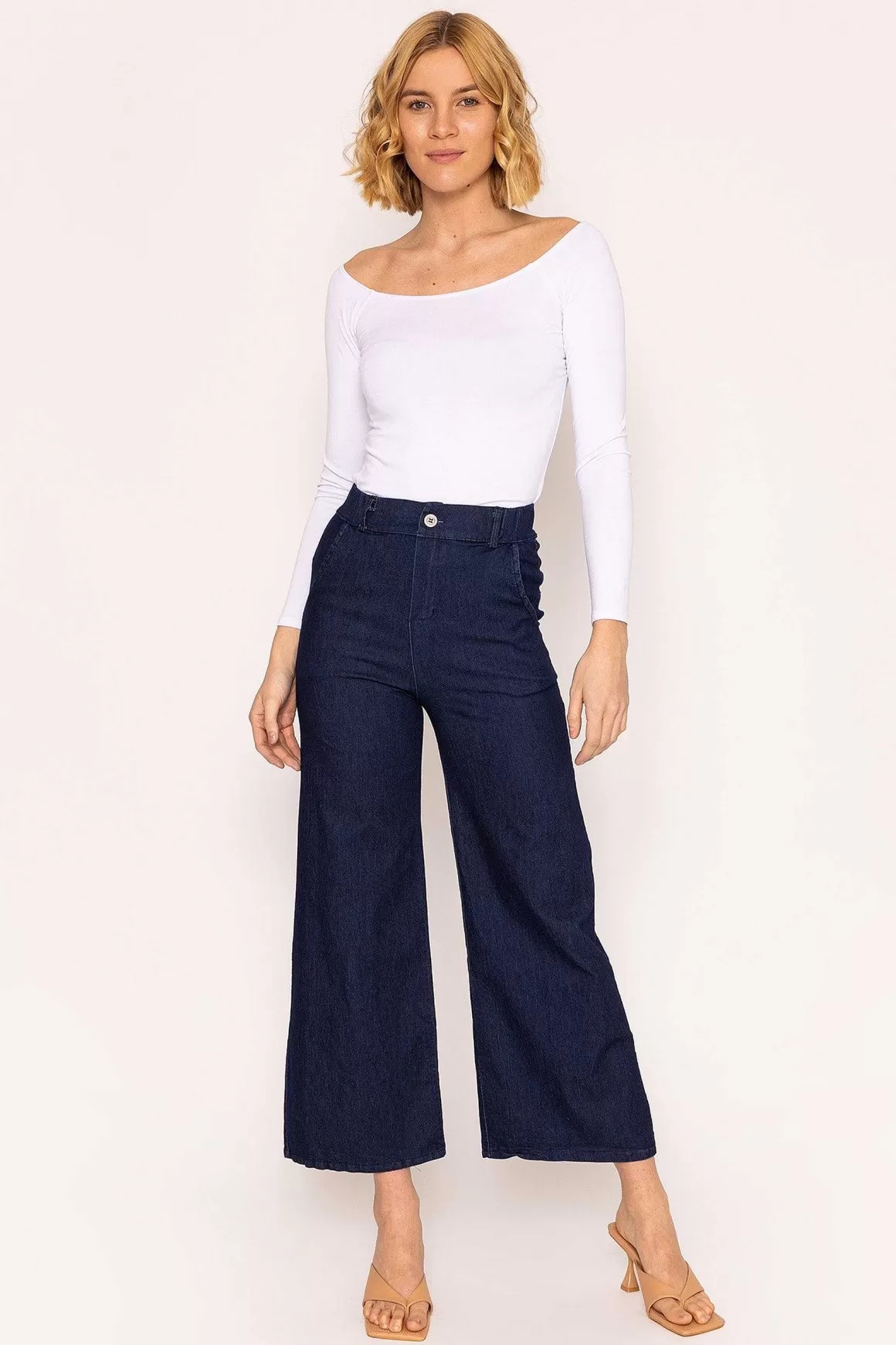 Pala D'oro Wide Leg Jeans In Denim Discount