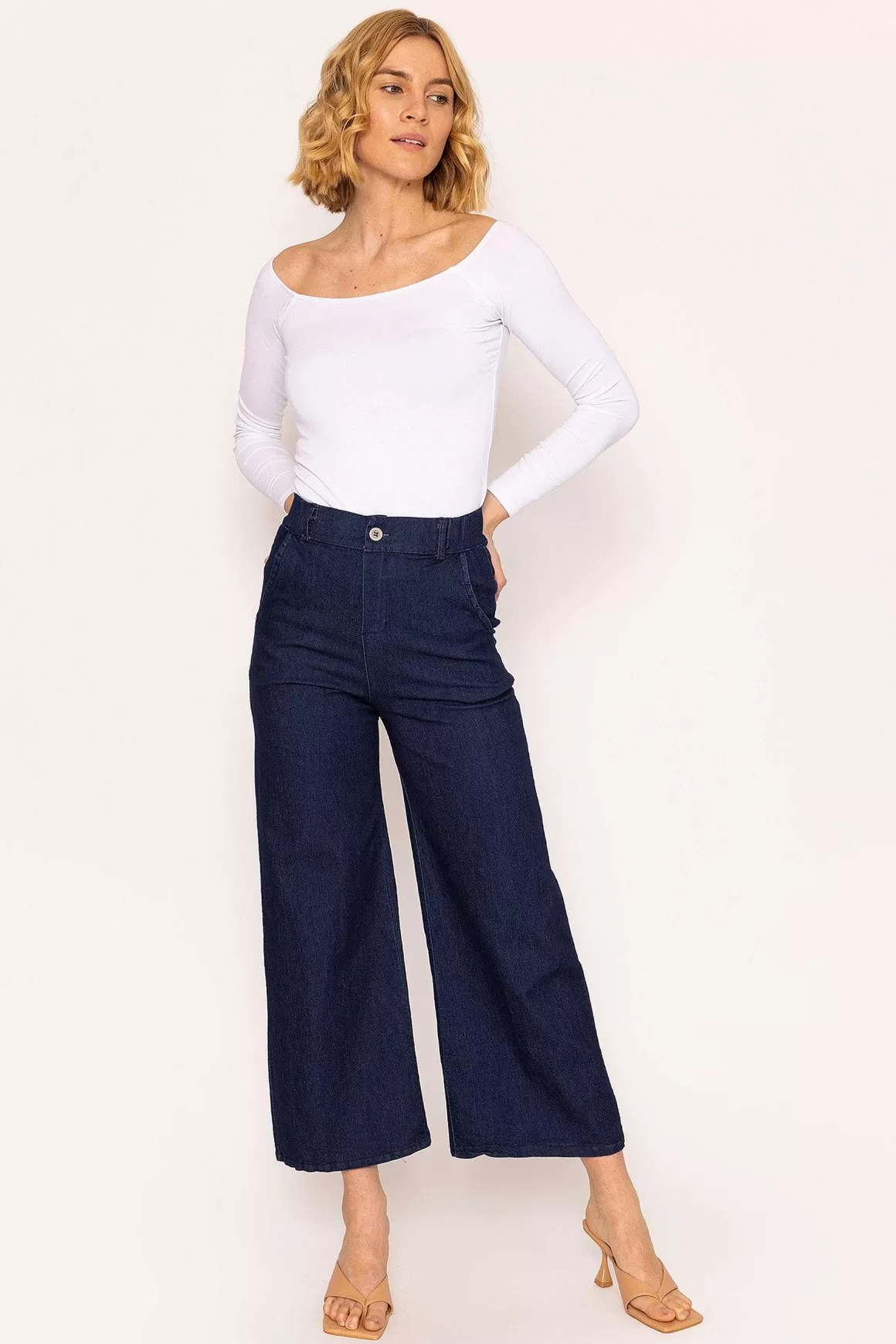 Pala D'oro Wide Leg Jeans In Denim Discount