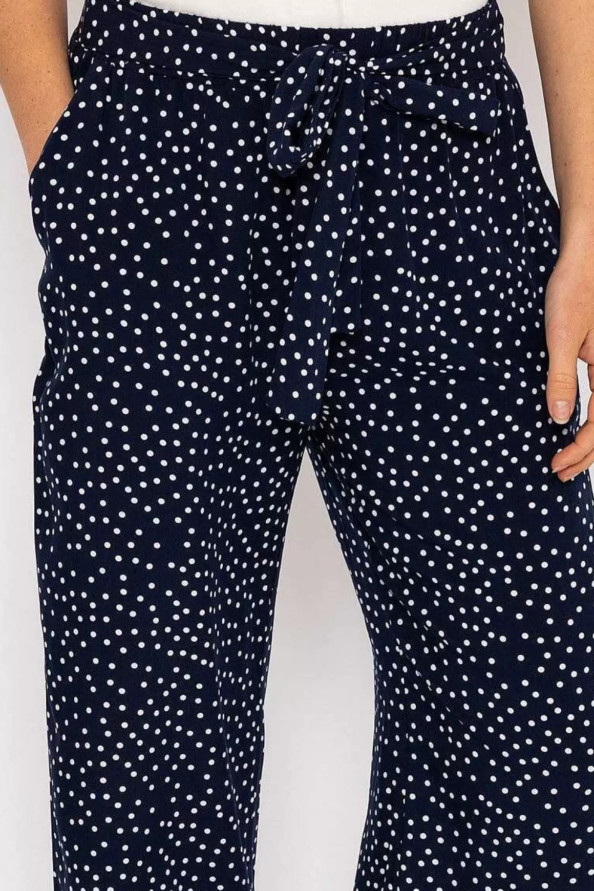 Kelly & Grace Weekend Wide Leg Navy Polka Dot Trousers Clearance