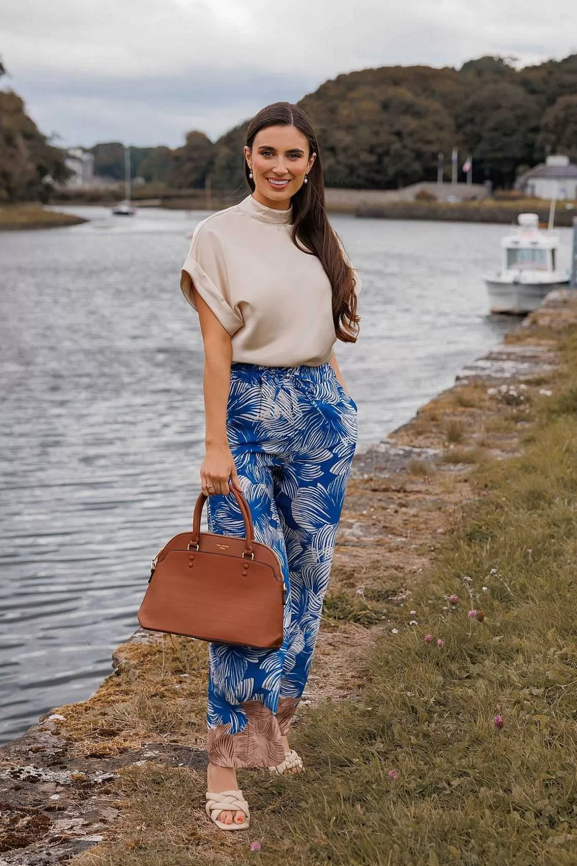 Pala D'oro Wide Leg Trousers In Blue Print Best