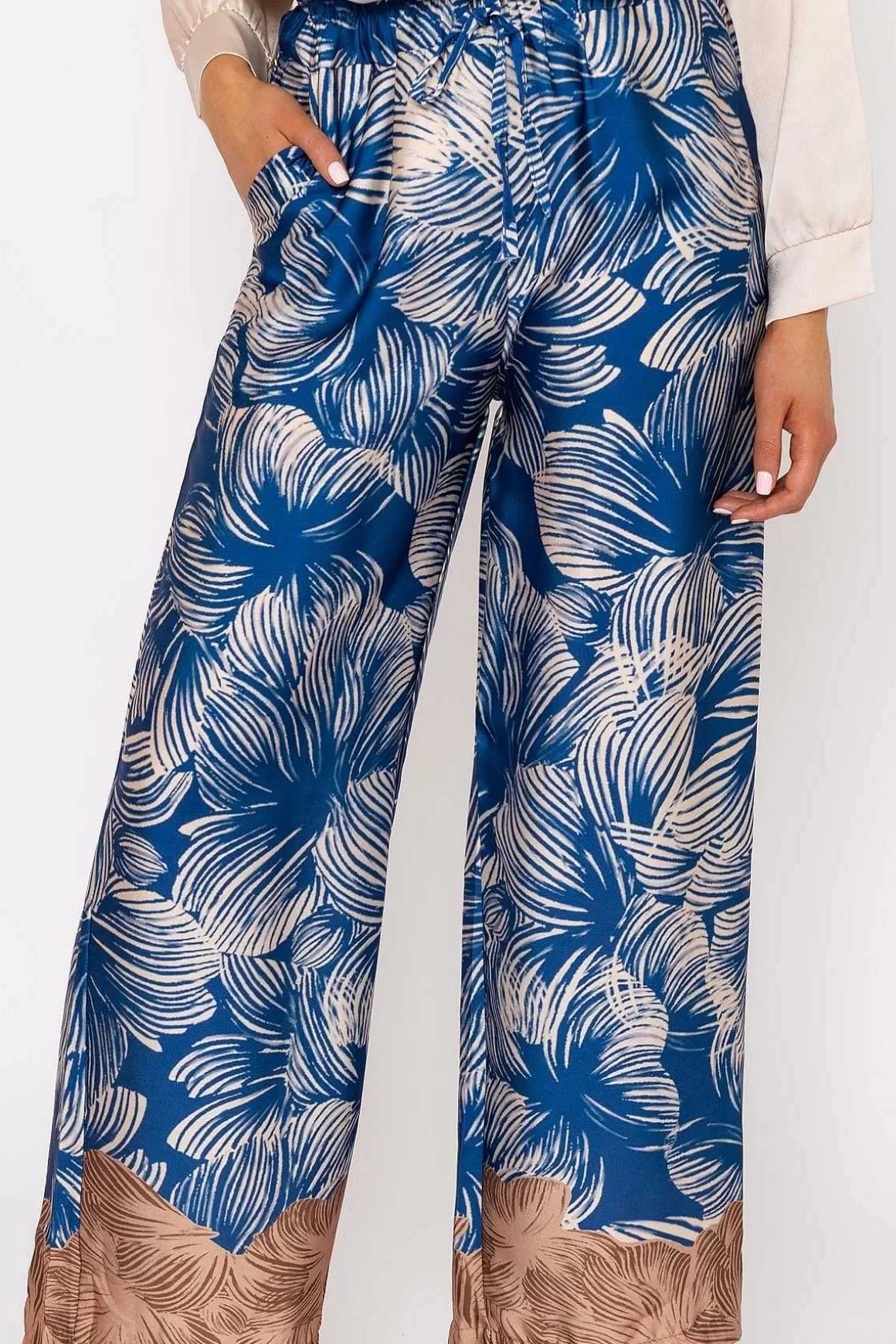 Pala D'oro Wide Leg Trousers In Blue Print Best