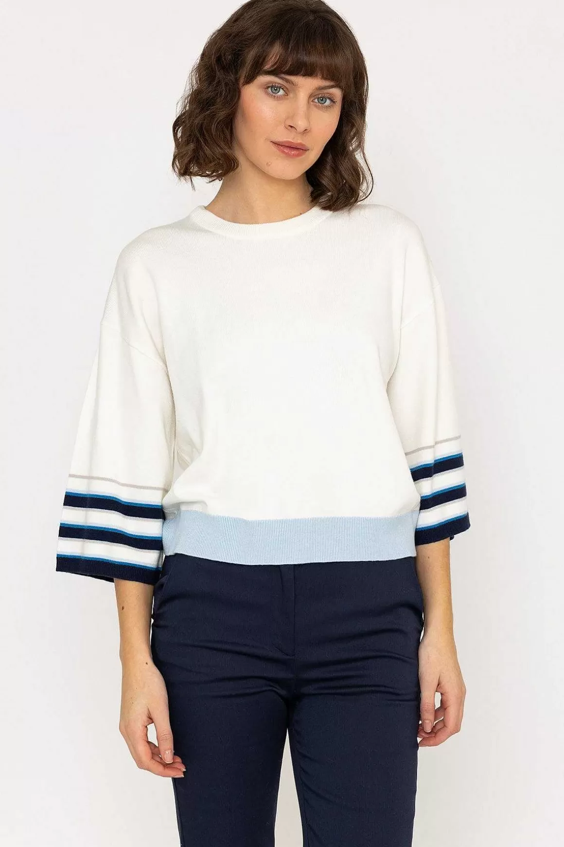 Rowen Avenue Wide Sleeve Stripe Knit In Ecru Best