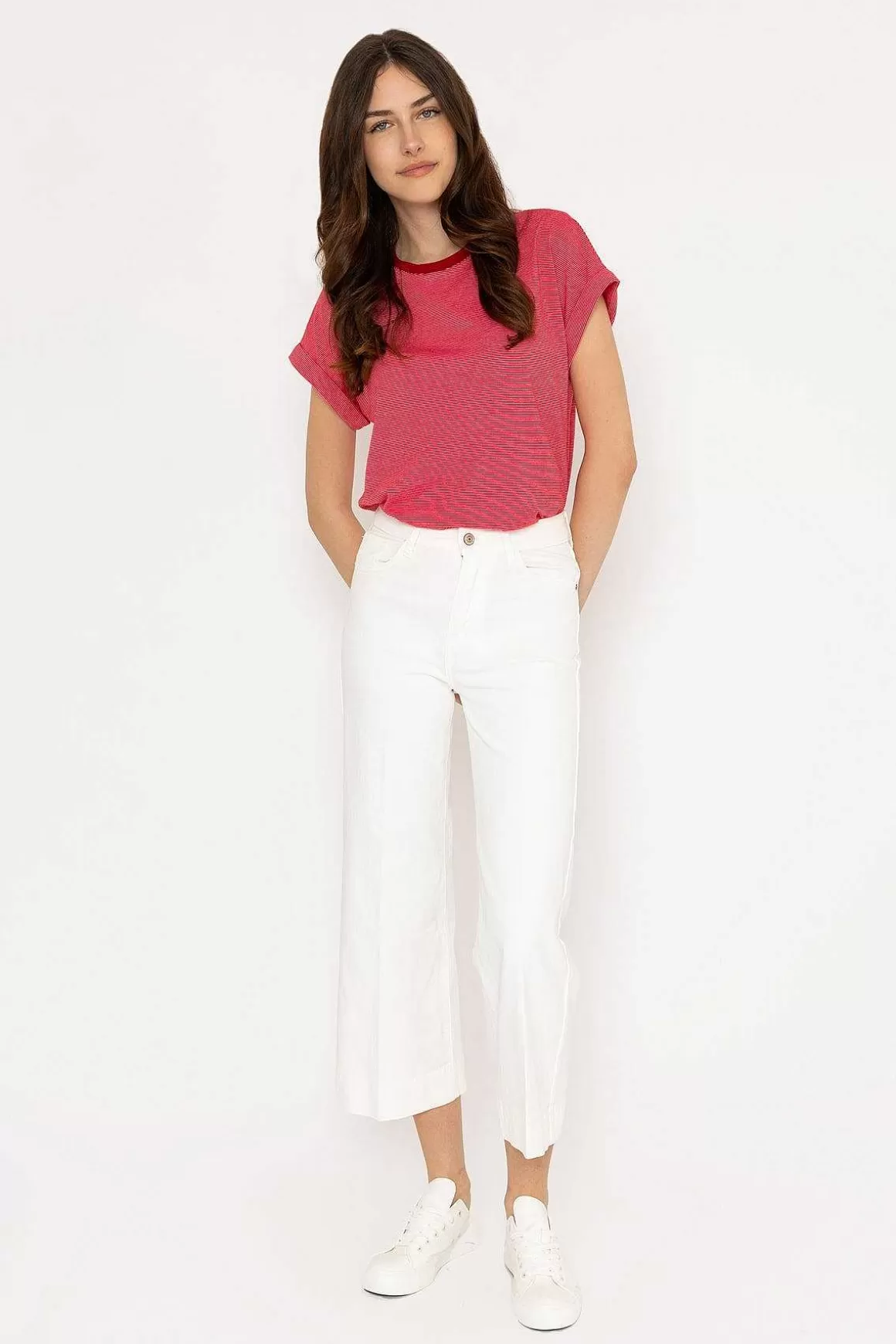 Oraije Windy Crop White Denim Jeans Clearance