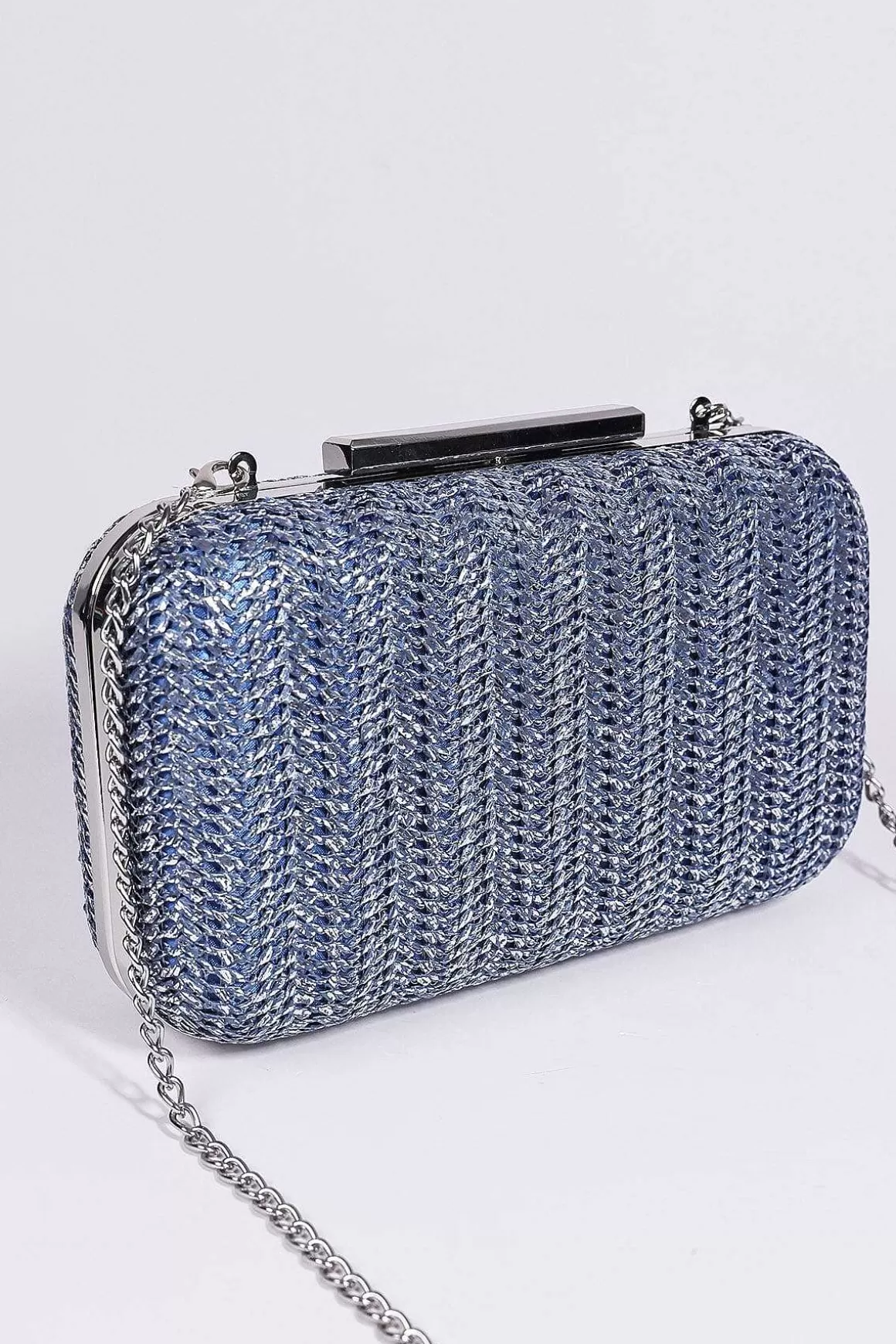 SOUL Accessories Woven Metallic Clutch In Navy Store