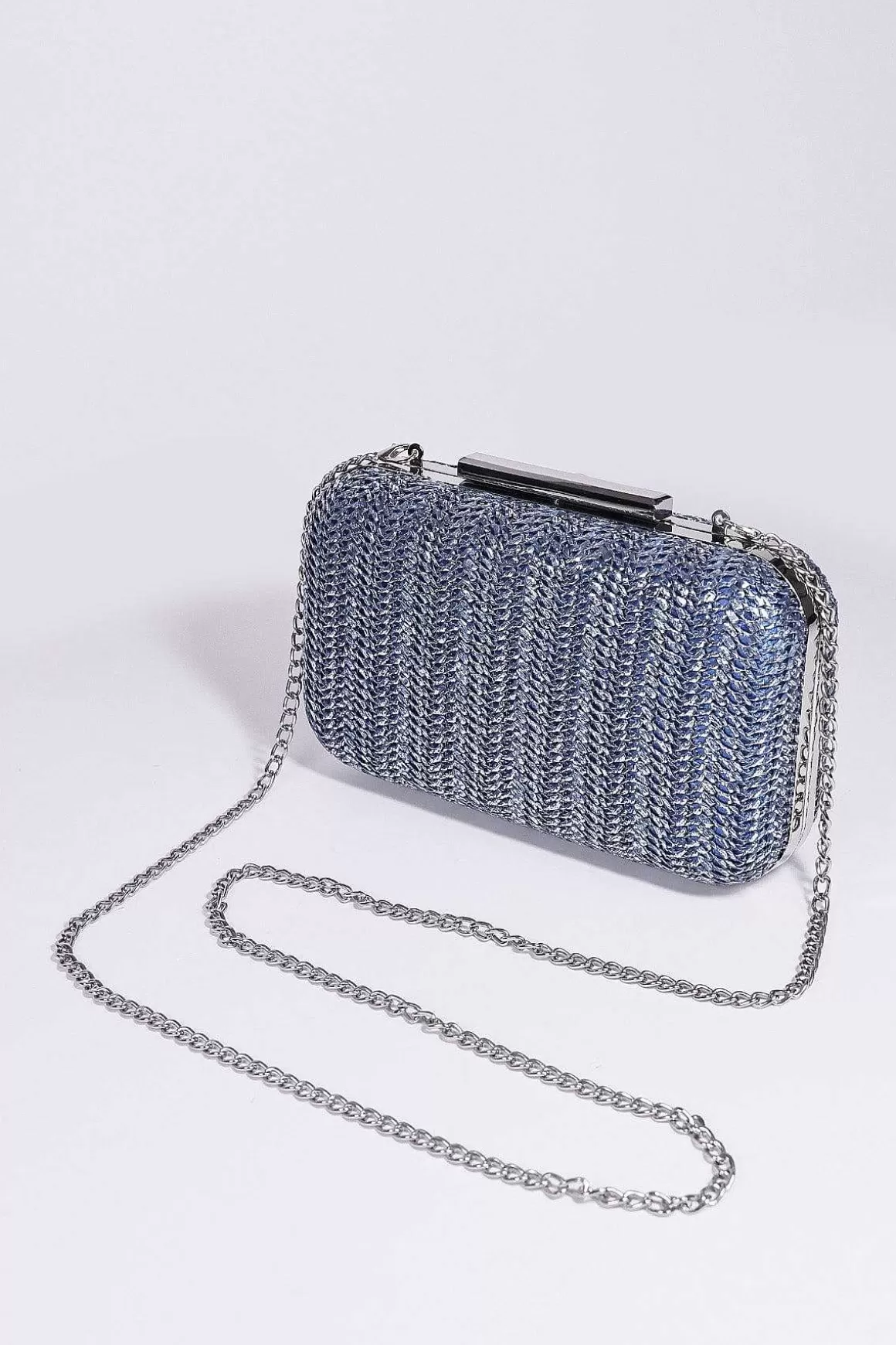 SOUL Accessories Woven Metallic Clutch In Navy Store