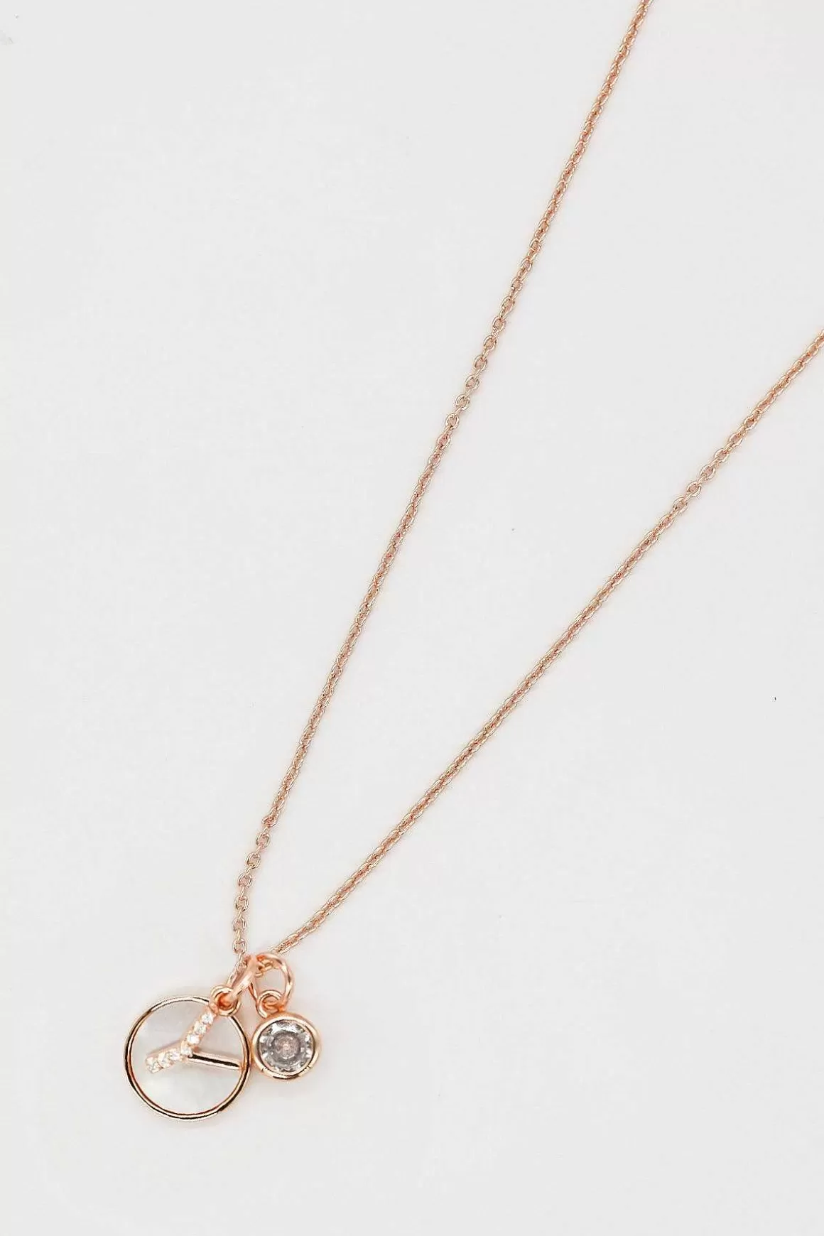 Cherish Y Initial Necklace In Rose Gold Shop