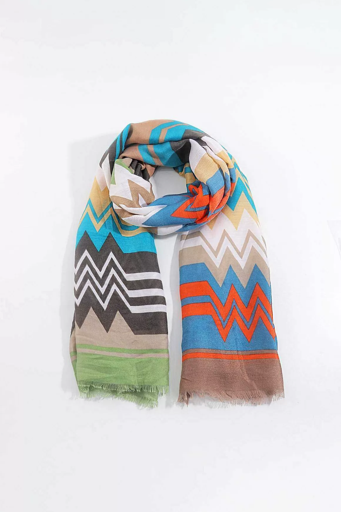 SOUL Accessories Zig Zag Print Scarf In Khaki Cheap